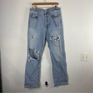 Citizens of Humanity Women’s Eva Mid Rise Distressed Straight Jeans Blue Size 29